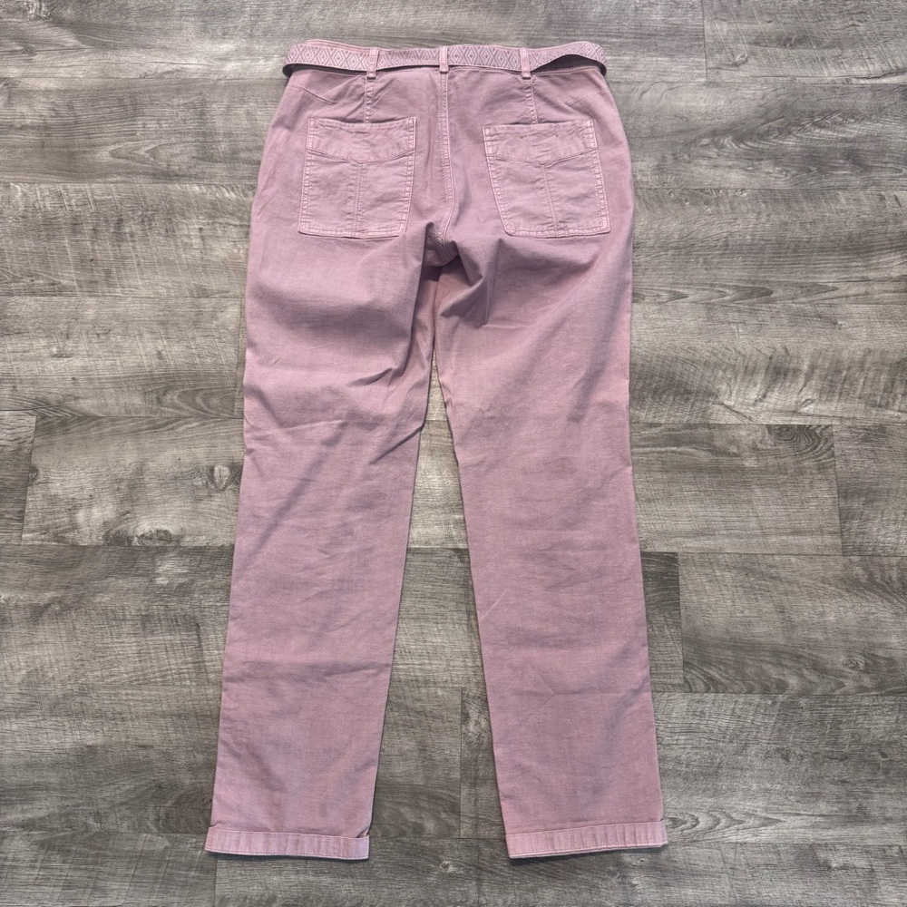 Anthropologie Pink Belted Wanderer Twill Ankle Pants Straight Leg Womens Sz. 26 - Picture 2 of 8